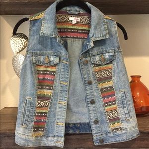 Women's Denim Tribal Vest Sz Small